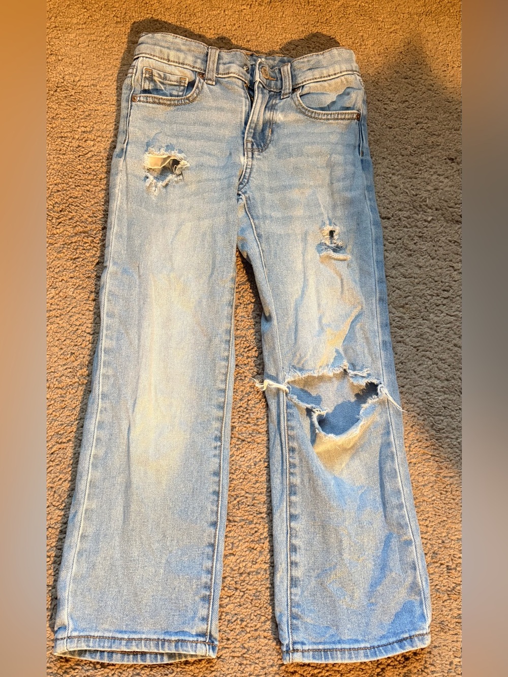 Jordache Light Wash Ripped Straight-Leg Jeans